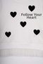 Crew Neck Heart Printed Ecru-Black Color Girl's Skirt Suit - 5