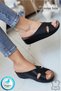Putu Women's Cross Comfort Model Daily Orthopedic Slippers Mother Middle Age Young Home & Outdoor Slippers Black
