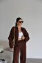 Coffee Zippered Raised Bottom Top Premium Tracksuit Set - 5