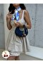 Wanda Model Suede Navy Blue Women's Hand and Shoulder Bag with Charm Gift - 2