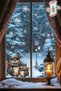Cute christmas new year birds and snowflakes sticker set, double-sided christmas glass sticker set - 4