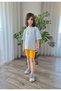 Flower Pattern Puffy Print Blue Tshirt Sun Yellow Biker Leggings Girl's Summer Suit Mtyk0057 - 2