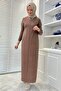 Zebra Pattern Knitwear Dress Milk Coffee - 4