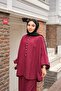 بدلة نسائية مزدوجة بأزرار أمامية باللون الأحمر الداكن - 7