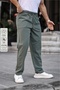 Khaki Men's Summer Linen Blend Relaxed Pants - 2