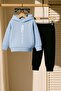 Vertical Text Printed 3 Thread Children's Tracksuit Set