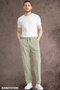 Summer Linen Trousers Raw Fabric Sweatpants Elastic Waist Unisex Comfortable Fit (Light Green) - 5