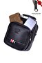Men's Black Vegan Leather Daily Travel Shoulder and Handbag with Black Phone Compartment - 2