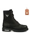 18505 Men's Black Genuine Leather Winter Thick Sole Rubber Anti-Slip Half Boots Boots