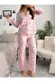Women's Pajama Set Long Sleeve Buttoned Striped Bow – Comfortable Model - 2