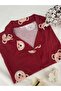 2-Piece Burgundy Teddy Bear Pajama Set - 2