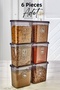 6-Piece Labeled Moly Rectangular Food Storage Container Set 2000ml - Multi-Made Set with Lid 2 Liters