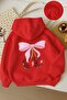 3-Ply Combed Cotton Cherry Printed Unisex Kids Hooded Sweatshirt