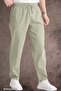 Summer Linen Trousers Raw Fabric Sweatpants Elastic Waist Unisex Comfortable Fit (Light Green)