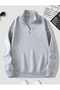 3-Piece Black Gray Navy Blue Stand Collar Zippered Solid Pullover Sweatshirt - 4