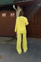 Yellow Deg Ribbed Sweater-Pants Women's Knitwear Bottom-Top Set - 5