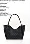Monogram Printed Black Shk108 Women's Hand and Shoulder Bag with Snap Fastener Faux Leather Wallet and Makeup Bag - 3