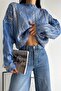 Standard Blue Leaf Ripped Detailed Knitwear Sweater - 6