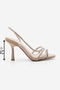 Women's Transparent Stone Transparent Scarf Heeled Sandals Zetes Beige - 4
