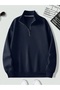 Unprinted Half Zippered High Collar Sweater