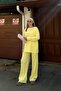 Yellow Deg Ribbed Sweater-Pants Women's Knitwear Bottom-Top Set - 3