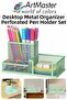 Desktop Metal Pen Holder Set 3-Piece Combo Light Green 1 Pack Mesh Perforated Pen Holder Paper Holder with Paper Clip