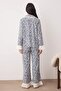 Mavi Çiçekli Viskon Dokuma Pijama Takımı THMAW26PT00185 - 4