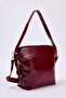 Bordo Dokulu Çift Saplı Ayarlanabilir Mini Boy Kadın Omuz Çantası TAKSS26OC00034 - 5
