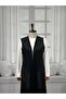 Women's Sevda Large Size Verev Glitter Asymmetrical Black Vest - 3