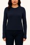 Cotton Woven Women's Crew Neck Black Basic T-Shirt with Finger Loop Body and Finger Detail - 5