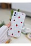 iPhone 11 Compatible (Angular - 12 View) Transparent Strawberry Print Patterned Silicone Case - 3