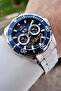 Navy Blue Lanyard Silver Color Automatic Calendar Men's Wristwatch - 3