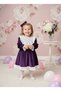 Purple Lace Detailed Velvet Cotton Lined Baby Girl Dress - 4