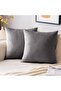 2-Piece Velvet Textured Throw Pillow Cover Standard Size Anthracite-grey Soft Velvet Textured Plain Throw Pillow Cover