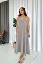 Thin Strap V-Neck Long Dress - Gray - 6