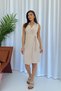 Shirt Collar Double-Breasted Midi Women's Dress - Beige