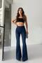High Waist Flared Women's Leggings - Blue - 5