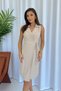 Shirt Collar Double-Breasted Midi Women's Dress - Beige - 4