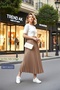 Elastic Waist Pleated Skirt - Color Caramel (Standard Size) - 7
