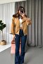 Fur Collar Bomber Women's Jacket - Tan - 6