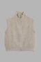 Beige Full Zipper High Neck Crop Knit Vest Soft Sweater - 4