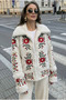 White Embroidered Vintage Faux Fur Coat - 6