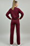 Modal Fabric 4-Stripe Burgundy Tracksuit Set - 5