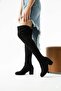 Black Women's Daily Comfortable Fit Above Knee Suede Stretch Socks Zippered Thick Heel Boots - 3