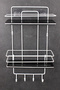 Stainless Economic Bathroom Organizer with Crystal Shelf Double White Wire Shampoo Holder Shower Shelf - 3