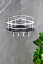 White Shampoo Rack with Crystal Shelf and Stainless Lamas Adhesive Bathroom Organizer Corner Shelf - 3