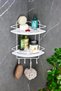 White Shampoo Holder with Crystal Shelf Economical Stainless Washcloth Hanger Adhesive Bathroom Corner Shower Shelf
