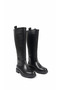 Women's Black Waterproof Below-The-Knee Non-Zipper Pull-On Non-Slip Sole Boots