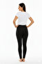 Women's Long Leggings Cotton Stretch Fabric High Waist Black Combed Organic - 3