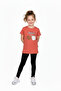 100% Cotton Cookie Patterned Girls' Summer T-Shirt and Leggings Set